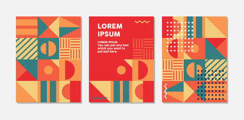 Retro Swiss graphic modernism, cover, poster with geometric shapes. Vector illustration .