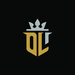 Initial Letter OL with Shield King Logo Design