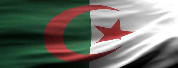 Algeria national flag waving texture background. 3d illustration