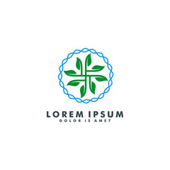 Abstract eco leaf flower logo template vector illustration