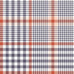 Glen plaid pattern. Classic seamless hounds tooth tartan check plaid texture in grey, red, pink, and white for coat, skirt, jacket, or other modern spring, summer, autumn fashion clothes print.