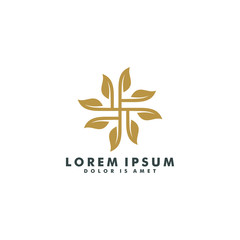 Abstract eco leaf flower logo template vector illustration