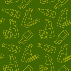 Brewery, pub icons pattern. Beer bar seamless background. Seamless pattern vector illustration