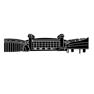 black stadium silhouette against white background clip art preview