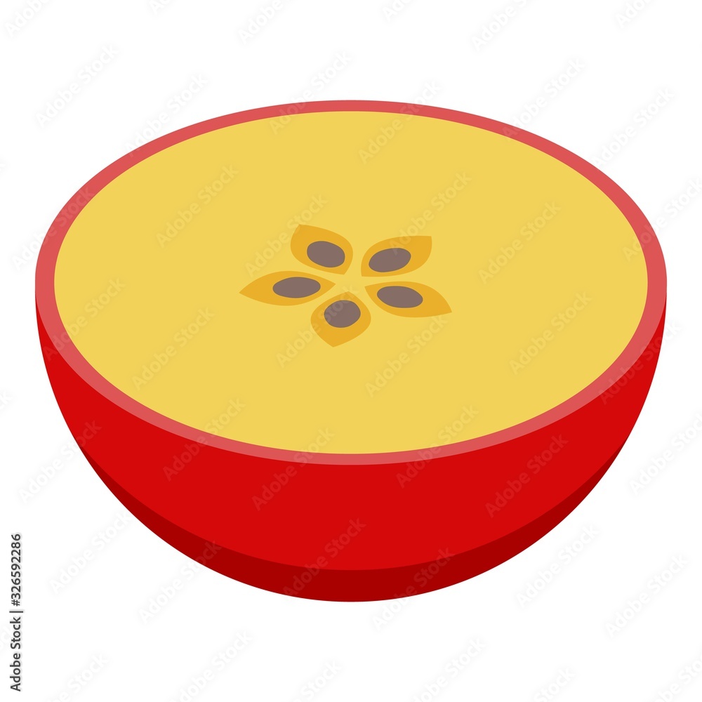 Poster half apple icon. isometric of half apple vector icon for web design isolated on white background