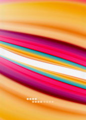 Wave lines abstract background, smooth silk design with rainbow style colors. Liquid fluid color waves. Vector Illustration