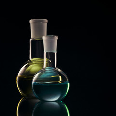 Image of glass vessels. Flasks.