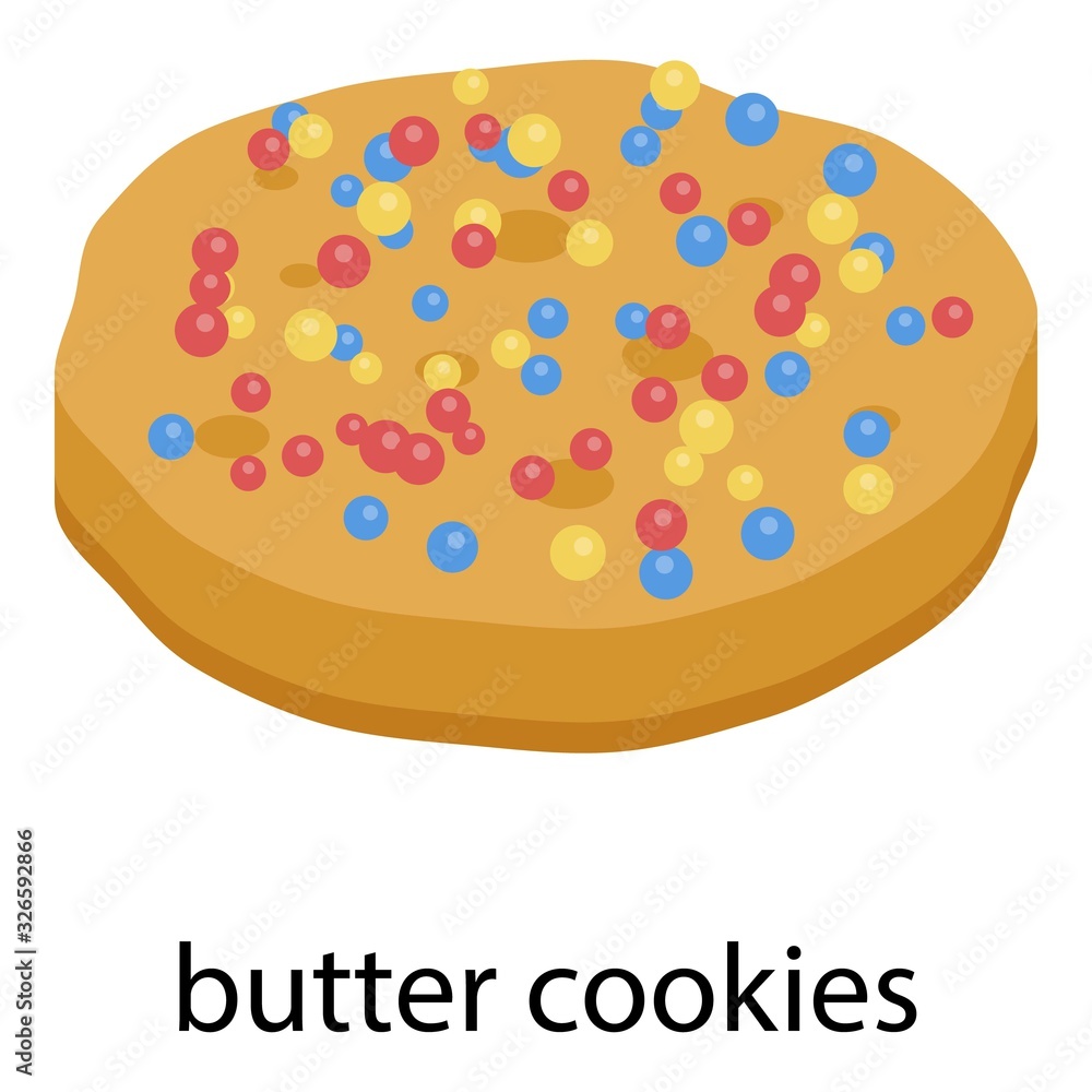 Poster butter cookies icon. isometric of butter cookies vector icon for web design isolated on white backgr