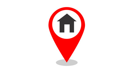 Blue Map pointer with house icon isolated 