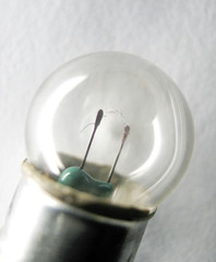 Electric light bulb close-up macro on a white background.