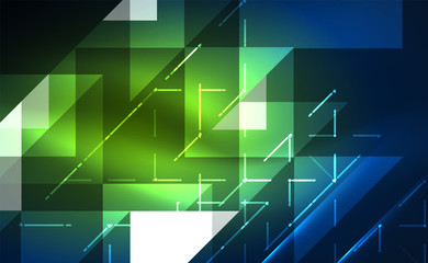 Abstract background, mosaic triangle pattern with transparent effects on glowing neon shiny backdrop. Vector Illustration For Wallpaper, Banner, Background, Card, Book Illustration, landing page