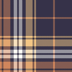 Seamless check plaid pattern. Autumn winter tartan plaid in purple, soft yellow orange, off white for flannel shirt, scarf, blanket, throw, duvet cover, or other modern textile print.