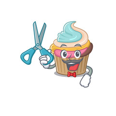Cartoon character of Sporty Barber rainbow cupcake design style