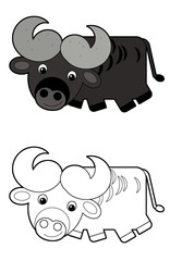 cartoon scene with gnu on white background illustration