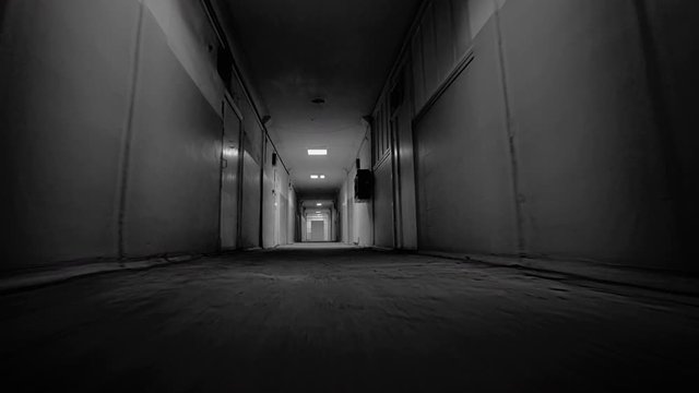 Scary Paranormal Long Empty Corridor with Distortion Effects Horror Thriller Scene