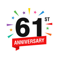 61st Years Anniversary Logo Design Vector	
