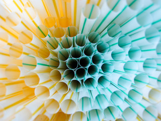 top view of many colour straw