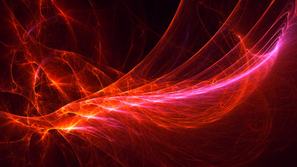 3D rendering abstract red fractal light background