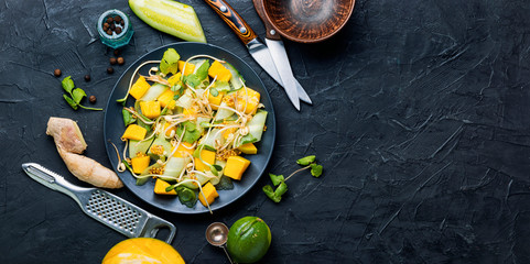 Vegetable fruit salad with sprouts