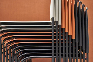 Fototapeta premium Closeup view at chairs standing on each other