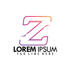 Gradient Letter Z line logo design. Creative minimalist logotype icon symbol. Vector illustration
