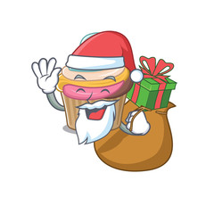 Santa rainbow cupcake Cartoon character design having box of gifts