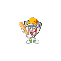 Naklejka premium An active healthy vintage shield badges USA mascot design style playing baseball