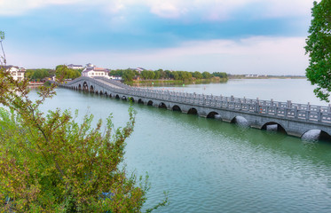 Fototapeta na wymiar Nanhu bridge, Zhouzhuang Ancient Town, Suzhou City, Jiangsu Province, China