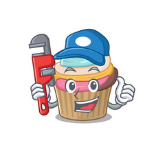 A cute picture of rainbow cupcake working as a Plumber