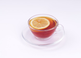 a cup of tea with lemon