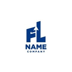 FL monogram logo with a negative space style arrow up design template
