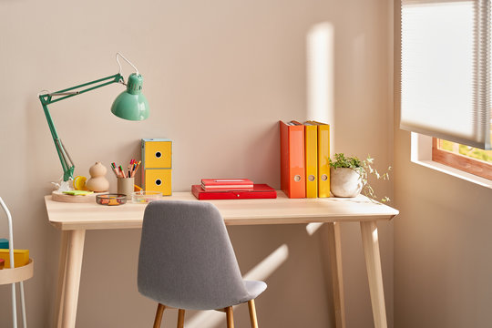 Interior of modern workplace at home