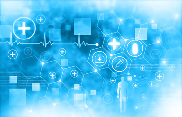 Fototapeta na wymiar Health care and science icon background. Digital illustration.