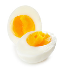 Fresh boiled egg on white background