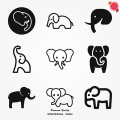 Elephant icon, vector logo line art illustration