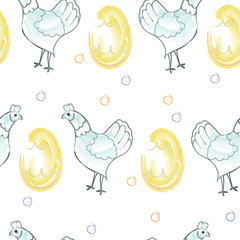 Easter egg golden  and chicken 