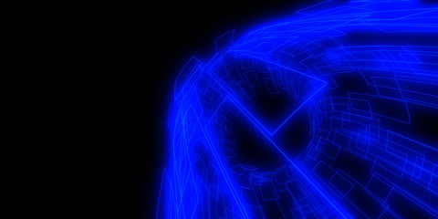 3D abstract background with neon lights. neon tunnel.3d illustration