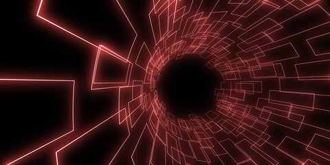3D abstract background with neon lights. neon tunnel.3d illustration3