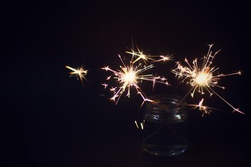 sparkler on black background