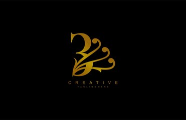 E Linked Abstract Flourish Gold Color Monogram Shape Vector Logo
