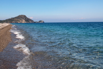 Fototapeta na wymiar Afandou beach, Mediterranean Sea, Rhodes, Greece