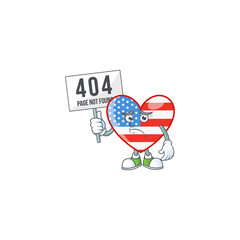 cheerless face independence day love mascot style design raised up a board