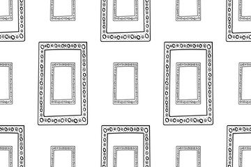 Hand drawn seamless pattern with square frames, doodle. Vector illustration. EPS 10
