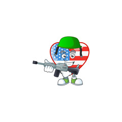 Independence day love mascot design in an Army uniform with machine gun