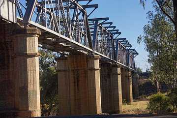 Railway bridge spans over the Nogoa River at Emerald