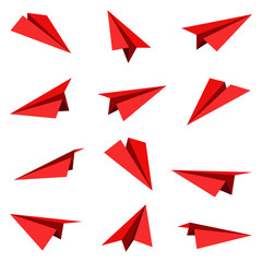 Paper plane collection isolated on white background. Origami plane.