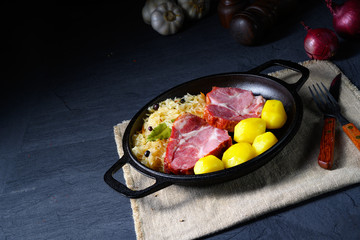 boiled sauerkraut and delicious saddle of pork
