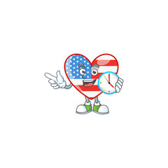 Independence day love cartoon character style with a clock