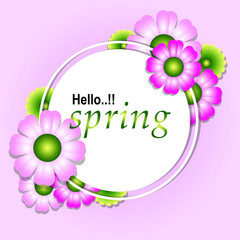 spring design with a frame decorated with pretty colored flowers.