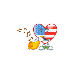 cartoon character style of independence day love playing a trumpet